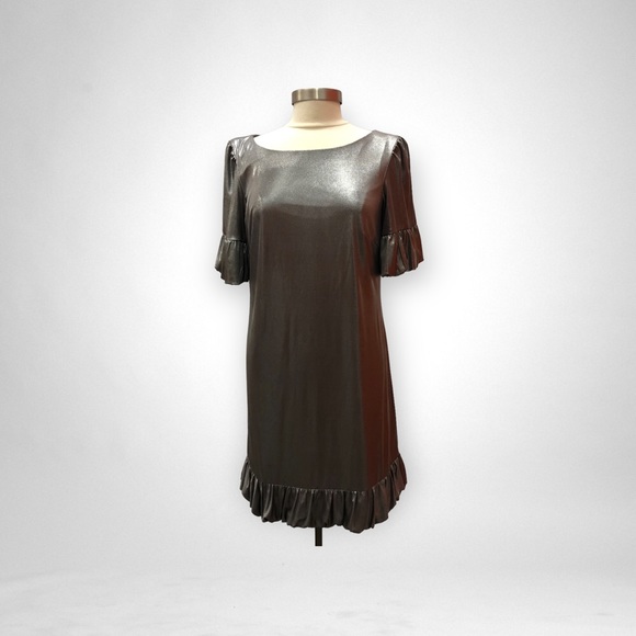 Chrome liquid metal mini dress size 12 - Picture 1 of 5
